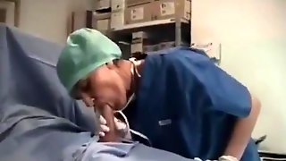 Nurse latex glove blowjob cum