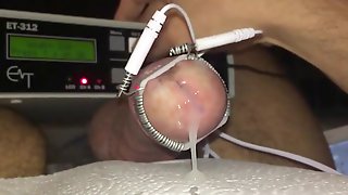 Cockhead estim electro with slow motion..